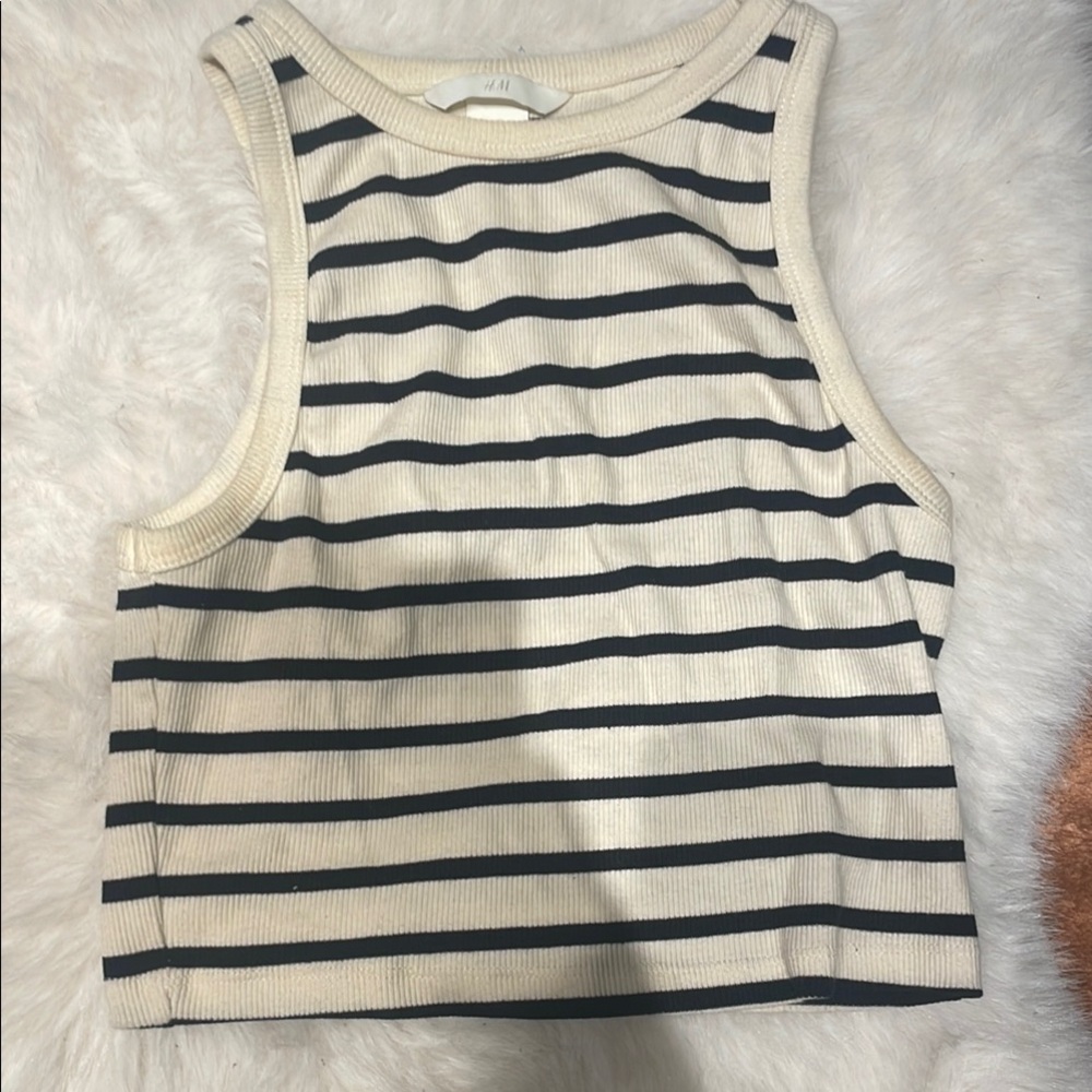 Striped Black and Cream Tank Top
